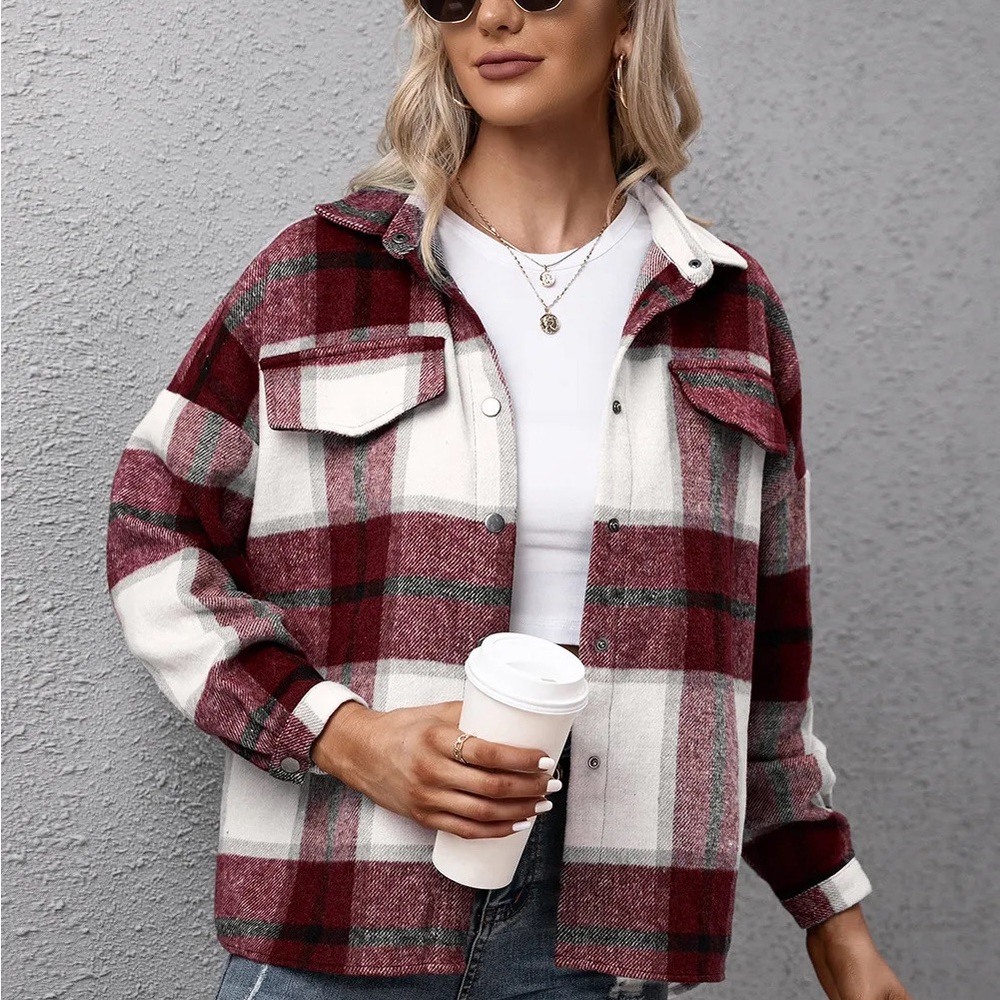 Plaid Long Sleeve Shirt Jacket - Picture 8 of 10